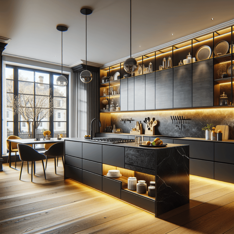 schwarze mehrzeilige Küche-Lübeck