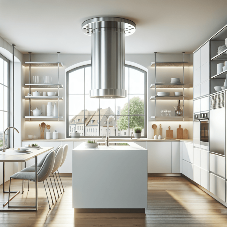weiße Küche mit Stahlakzenten-Lübeck
